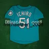 1994 1997 Retro 24 Maglia Ken Griffey Jr. 3 Alex Rodriguez 19 Jay Buhner 51 Ichiro 11 Edgar Martinez Cucita Verde Bianco Grigio