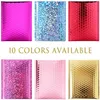 Opakowanie prezentowe 10 colors 10pcs Pack 6x9 '' 180x230 mm aluminiowy metalowa folia bąbelkowa pocztowa CD opakowanie rzęs Wyściełana koperta 335J