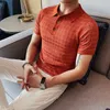 Herrpolos Herrens högkvalitativa affär Casual Short Sleeve Polo Shirt/Men's Slim Fit Plain Collar Sticked Fashion Polo Shirt S-4XL Men's 230412