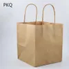 Envoltório de presente 30 pcs branco marrom saco de papel kraft pequenos sacos com alças cozimento biscoito pão embalagem takeaway 15x15x17cm1281v