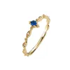 Cluster Anneaux OMHXZJ En Gros De Mode Européenne Femme Fille Fête De Mariage Cadeau Bleu Topaze Zircon 14KT Jaune Bague En Or RR799