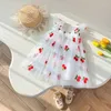 Girl Dresses 9M-5Y Toddler Kid Baby Girls Tulle Dress Cherry Embroidery For Wedding Birthday Summer Party Beach Holiday Clothing