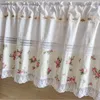 Curtain Cotton thread lace short curtain.Beige printed fabric cabinet curtains.Decorated half curtain coffee curtaintain.The veil curta 230412