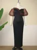 Casual Kleider 2023 Sexy Tube Top Laterne Ärmel Weihnachtskleid Eleganter Stil Party Bankett Hohe Taille