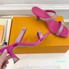 2023 pantofole con tacco alto in strass da donna lettere stampate all'aperto in pelle sandali con punta quadrata ladys scarpe con tacco a spillo scavate