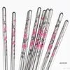 Chopsticks 5 par Set Chinese Metal Non-Slip rostfritt stål Hotpinnar Set återanvändbara Sushi Baguette3246