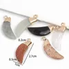 Pendant Necklaces 27x10mm Natural Stone Meniscus Shape Agate Jade Quartz Crystal Jewelry Making For Diy Necklace Accessories Supplies