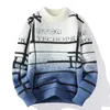 Herrtröjor Autumn Winter Jumper Trendy Tie Dye Round Neck Sticked Topps Youth Many Warme Bottom Shirt Pullover Coats