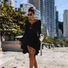 Vestidos casuais Novo arbusto de praia para mulheres malha de malha gravata praia roupas de banho de verão