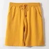 Mäns shorts Men sommarbris shorts 100% bomullsborstad midja avslappnad lös passform Bermuda Sprint 4xl 5xl Yellow White Black 230412