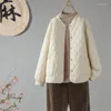 Damen Trenchcoats Herbst und Winter Vintage O-Ausschnitt lose Baumwolljacke lässig einreihiger Mantel