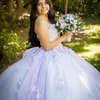Seksi tatlım quinceanera elbiseler balo elbisesi omuzdan uzun kollu çiçek aplikler dantel el yapımı çiçekler tatlı 15 parti giymek