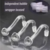 100pcs Hookah Accessories Curved Glass Oil Burner Pipe Smoking Pipes 10mm 14mm 18mm Male Female Bong Adapter Tobacco Nail Bent Shape Design Banger Nails