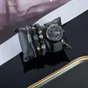 Orologi da polso Orologio da ragazzo e braccialetti 4 pezzi/set Orologio da uomo in pelle con calendario impermeabile casual alla moda con confezione regalo