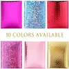 Present Wrap 10Colors 10st Pack 6x9 '' 180x230mm Aluminium Metallic Foil Bubble Mailer CD Eyelash Packaging Padded Envelope 232t