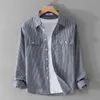 Men's Casual Shirts 9681 Classic Striped Shirt Spring Fall Fashion Long Sleeve Business Blouses Simple Teen Youth Loose Clothing