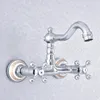 Bathroom Sink Faucets Wall Mount Dual Cross Handle Polished Chrome Brass Kitchen Basin /Sink Faucet Lsf780