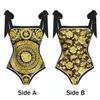 Women's Swimwear Female Retro Swimsuit &Skirt Gold Backless Vintage Holiday Beach Dress Designer Bathing Suit Summer Surf Wear Women