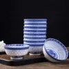 4 5 tum Rice Bowl Jingdezhen Blue and White Porslin Tabellery kinesiska Dragon middagar Ceramic Ramen Soup Bowls Holder335Z