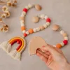 Rattles Mobiles 1Pcs Baby Toy Wooden Pram Clip Mobile Bed Hanging Crochet Beads Bracelet born Bell 230411