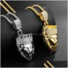 Pendant Necklaces Mens Hip Hop Gold Cuban Link Chain Lion Head King Crown Necklace Fashion Jewelry Drop Delivery Pendants Dhgarden Oto76