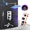 Juegos de ducha de baño Grifos de baño con pantalla digital de temperatura de 8 "Válvula termostática triple Cabeza LED cromada