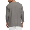 Herr t-shirts män löst skjortor tee långärmad bomull Henley tee skjorta medeltida spetsar upp o nack utomhus toppar mode märke casual blus 230412