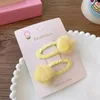 Acessórios de cabelo 2 pçs / conjunto outono inverno pelúcia cor sólida lã bola oval snap clipes para menina crianças bonito kawaii pano hairpin moda presente