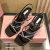 С коробкой женской сандалии металлическая ткань сандаловые кристаллы модельер дизайнер роскошные тапочки блокируют каблук.