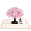 Carte d'anniversaire romantique faite à la main pour mari, femme, petit ami, petite amie – Arbre en fleurs de cerisier avec Greeti308c