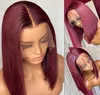 Hair Wigs 99j Burgundy Short Bob 13x4 Lace Front for Black Women Brazilian Human Red Highlighted Colored t Part 230412