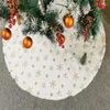 Décorations de Noël Jupe d'arbre en fausse fourrure Tapis de flocon de neige Tapis en peluche blanc Décoration de Noël pour la maison Ornement de tablier de Noël 90 cm 120 cm