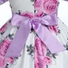 Vestidos de menina nascidos bebês meninas manga bufante estampa floral vestido de princesa vintage bolo em camadas para festa de aniversário