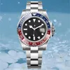 designer watch high quality mens watch 40mm meteorite dial red and blue ceramic bezel gmt clean watch factory 2836 automatic movement stainless steel luxury watch