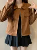 Damenjacken FTLZZ Herbst Winter Frauen Faux Wildleder Lederjacke Lässige Dame Revers Reißverschluss Chamois Weibliche Streetwear Mantel