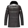 Leer Leer Faux Echte jas Men Winter Down Sheepskin Coat kraag Chaqueta Cuero Hombre 81S18001 YY264