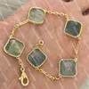 Designer Bracelet Luxury 4 Four Leaf Clover Charm Elegant Fashion 18K Gold Agate Shell Mother of Pearl Couple Holiday Special counter linkA001