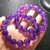 Strand Natural Amethyst Lotus Bracelet Charm Crystal Fashion Women And Men Yoga Healing Jewelry Gift 12mm