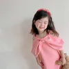 Vestidos de menina primavera crianças garotas vestidos de manga longa cor rosa elegante bebê princesa de festas de festa por 3-8 anos