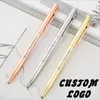 1st Metal Ballpoint Pen Rose Gold Custom Logo Advertising Bokstäver Graverade namn School Office Supplies