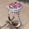 Solitaire 5ct AAAAA rose Zircon couleur argent fiançailles bagues de mariage pour femmes hommes doigt promesse fête bijoux