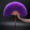 Decorative Figurines Folding Fan Fashion Hand Fine Workmanship Pography Props Unique Retro Fake Feather