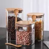 Bottiglie di stoccaggio 800ml/1000ml/1200ml Bottiglia di chicchi di zucchero Scatola da tè con coperchio a cucchiaio Sigillato Condimento Vaso di vetro Serbatoio di caffè Forniture da cucina