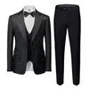 Costumes pour hommes Blazers Hommes d'affaires Banquet Jacquard costume 3 pièces messieurs Court vêtements hommes fête de mariage marié robe mâle Blazers pantalon gilet 231110