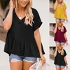 Kadın Tişörtleri 2023 Kadınlar V Boyun T-Shirts Büyük boy tee kısa kollu yaz Babydoll gevşek akışlı üst basit günlük güzel
