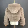 Женское пальто из искусственного меха с капюшоном, женское зимнее пальто с мехом, женская настоящая распродажа, стильная женская укороченная одежда 231110