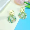 Dangle Earrings Simple Geometric Pure Girl Cute Sweet Wild Flower Pattern Soft Pottery Temperament Fashion Student Summer Spring Lovely