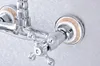 Badrumsvaskkanor Väggmontering Dual Cross Handle Polished Chrome Brass Kitchen Basin /Sink Faucet LSF780