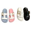 Designer Slides Sandalen Luxus Damenmode Top Qualität Bonbonfarbe Freizeit Hausschuhe Designer Lederschnalle Riegel Mode Sandalen Strandschuhe Flip-Flops