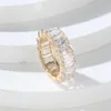 バンドリングヴィンテージスクエアリングシルバーゴールドカラーホワイトジルコン女性のための豪華な結婚指輪女性ブライダルジュエリーギフトAA230412